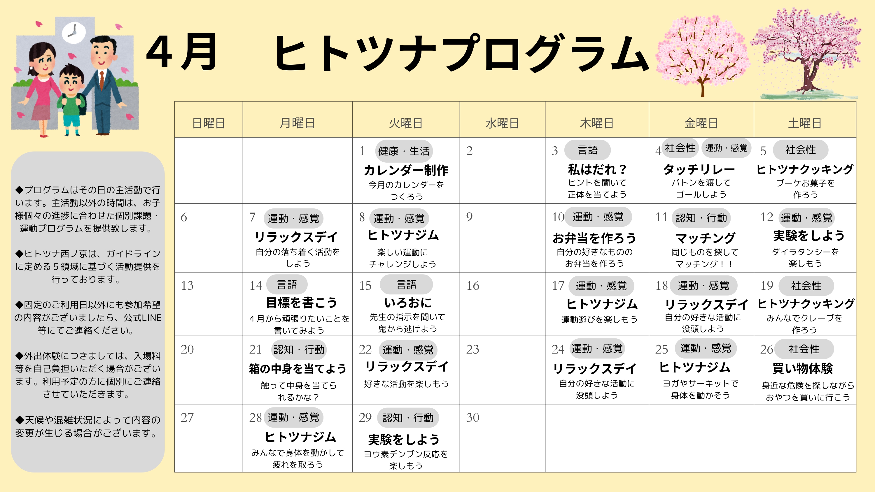 4月のプログラム