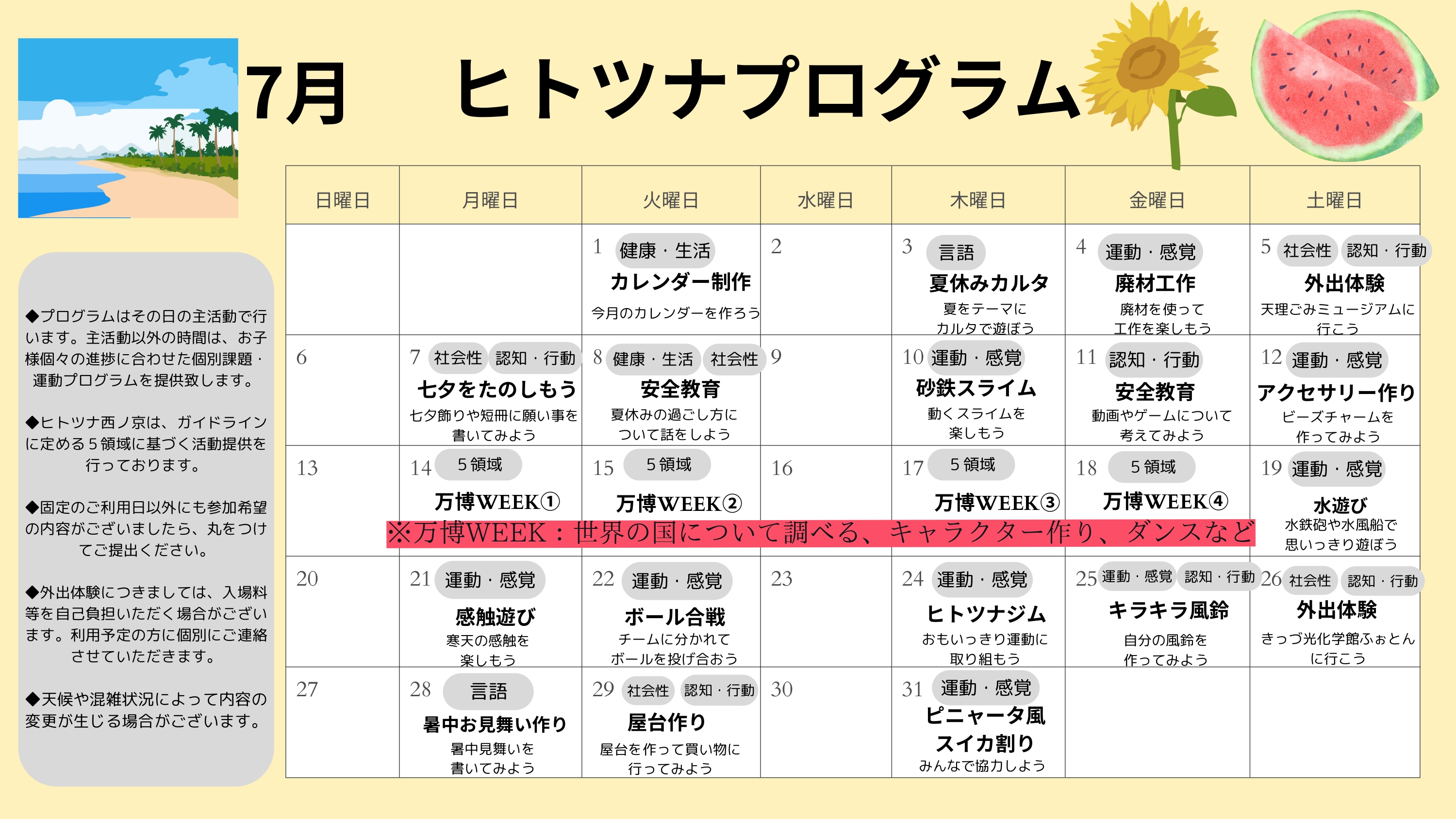7月のプログラム