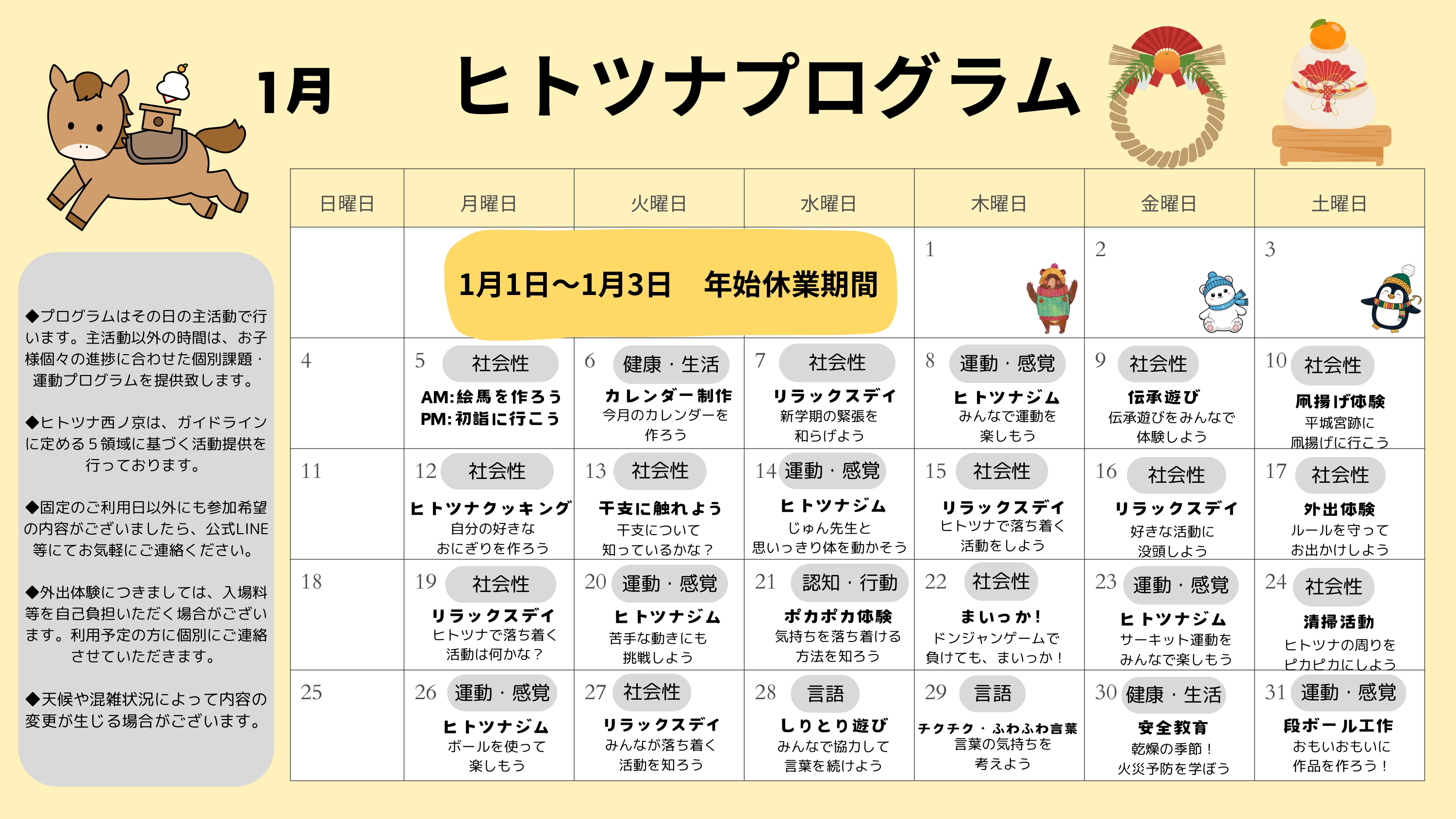 1月のプログラム