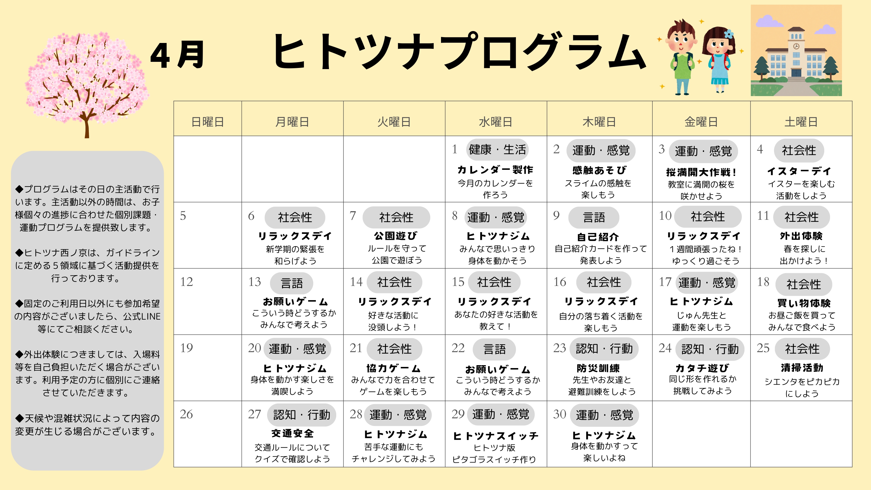 4月のプログラム