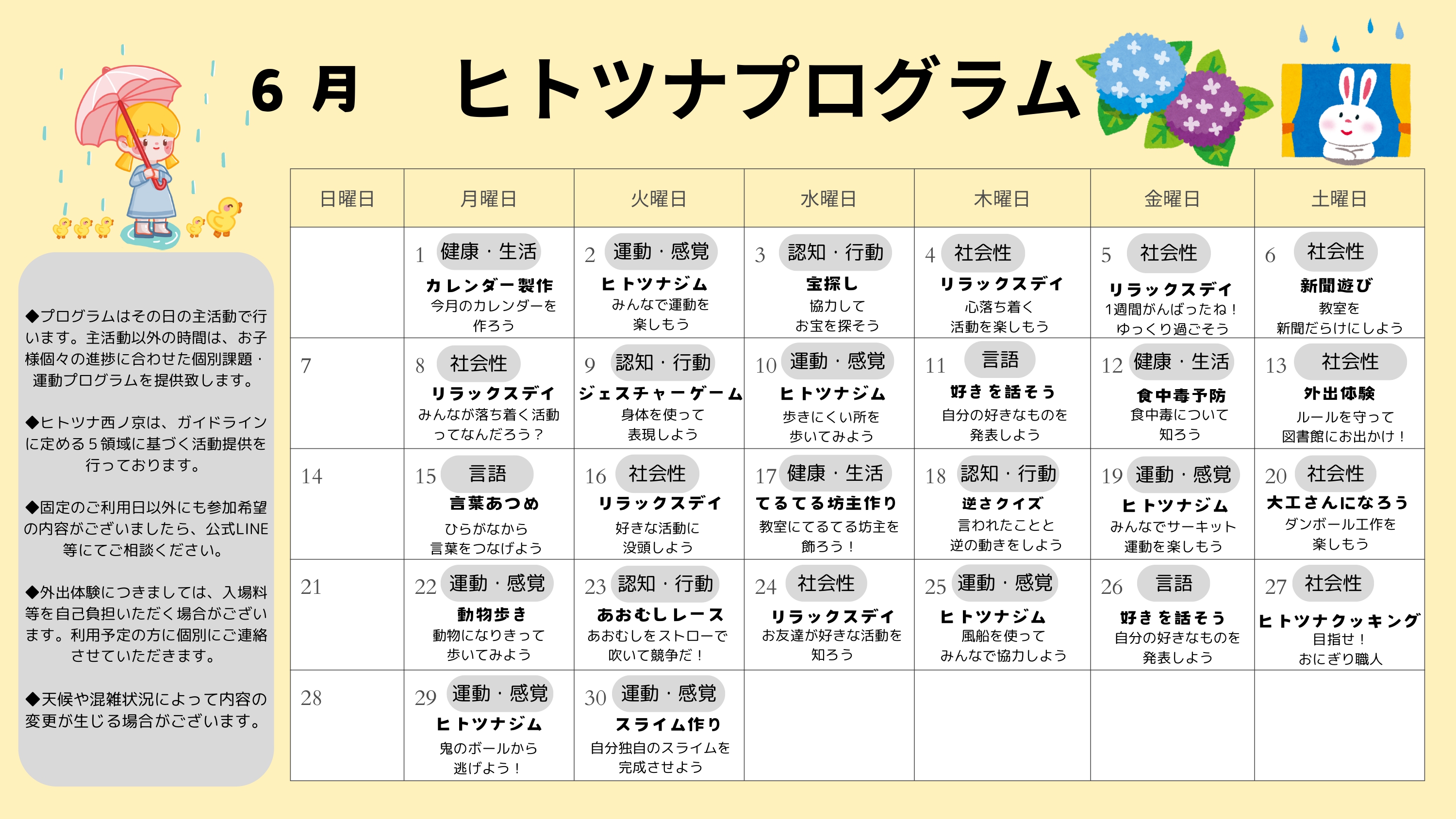 6月のプログラム