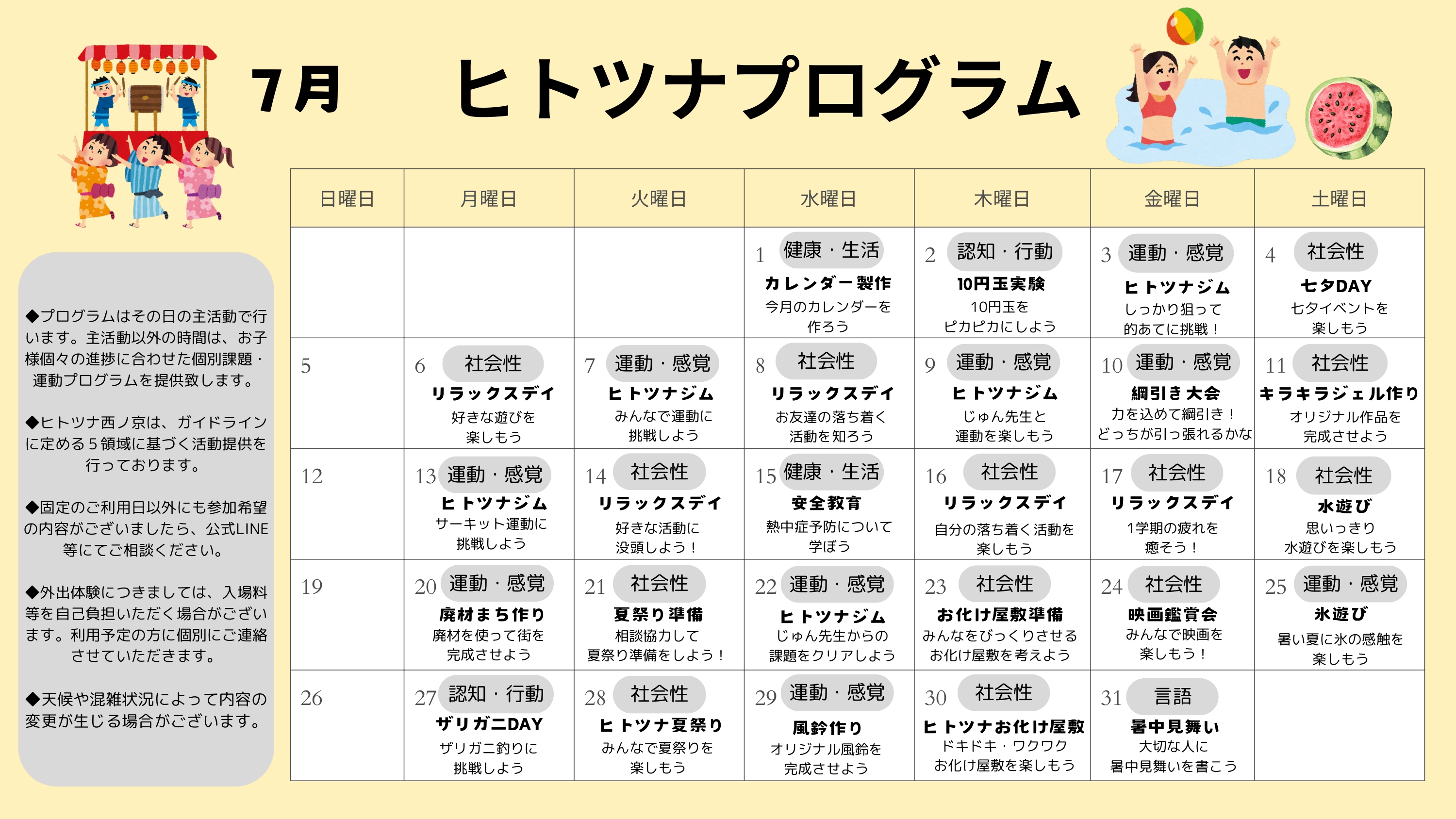 7月のプログラム